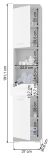 Badezimmer Hochschrank Shawn in wei� Hochglanz und Rauchsilber grau Badschrank 37 x 191 cm