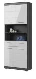 Badezimmer Hochschrank Shawn in wei� Hochglanz und Rauchsilber grau Badschrank 74 x 191 cm