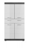 Badezimmer Midischrank Shawn in wei� Hochglanz und Rauchsilber grau Badschrank 74 x 141 cm