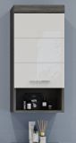 Badezimmer H�ngeschrank Shawn in wei� Hochglanz und Rauchsilber grau Badschrank 37 x 79 cm