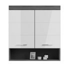 Badezimmer H�ngeschrank Shawn in wei� Hochglanz und Rauchsilber grau Badschrank 74 x 79 cm