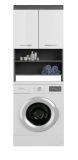 Waschmaschinenschrank Shawn in wei� Hochglanz und Rauchsilber grau Waschmaschinen �berbau 63 x 191 cm