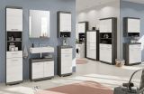 Badm�bel Set 5-teilig Shawn in wei� Hochglanz und Rauchsilber grau Badkombination 164 x 191 cm