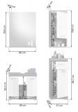 Badm�bel Set 4-teilig Shawn in wei� Hochglanz und Rauchsilber grau Badkombination 112 x 191 cm