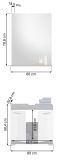 Badm�bel Set 2-teilig Shawn in wei� Hochglanz und Rauchsilber grau mit Waschbeckenunterschrank und Badspiegel 60 cm
