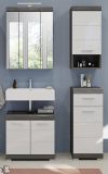 Badm�bel Set 4-teilig Shawn in wei� Hochglanz und Rauchsilber grau Badkombination 112 x 191 cm