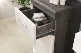 Badm�bel Set 4-teilig Shawn in wei� Hochglanz und Rauchsilber grau Badkombination 186 x 191 cm
