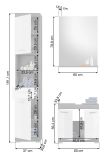 Badm�bel Set 4-teilig Shawn in wei� Hochglanz und Rauchsilber grau Badkombination 186 x 191 cm