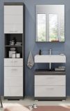 Badm�bel Set 3-teilig Shawn in wei� Hochglanz und Rauchsilber grau Badkombination 112 x 191 cm
