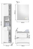 Badm�bel Set 3-teilig Shawn in wei� Hochglanz und Rauchsilber grau Badkombination 112 x 191 cm