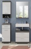 Badm�bel Set 4-teilig Shawn in wei� Hochglanz und Rauchsilber grau Badkombination 112 x 191 cm