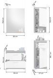 Badm�bel Set 4-teilig Shawn in wei� Hochglanz und Rauchsilber grau Badkombination 112 x 191 cm