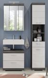 Badm�bel Set 3-teilig Shawn in wei� Hochglanz und Rauchsilber grau Badkombination 112 x 191 cm