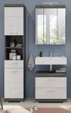 Badm�bel Set 3-teilig Shawn in wei� Hochglanz und Rauchsilber grau Badkombination 112 x 191 cm