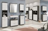 Badm�bel Set 3-teilig Shawn in wei� Hochglanz und Rauchsilber grau Badkombination 112 x 191 cm