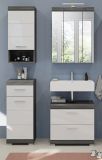Badm�bel Set 4-teilig Shawn in wei� Hochglanz und Rauchsilber grau Badkombination 112 x 191 cm
