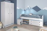 Parisot Kinder- und Jugendzimmer Smoozy22 in wei� Kiefer mit blau oder pink Komplett-Set 3-teilig