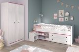 Parisot Kinder- und Jugendzimmer Smoozy22 in wei� Kiefer mit blau oder pink Komplett-Set 3-teilig