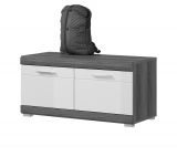 Garderobe Sitzbank Shawn in wei� Hochglanz und Rauchsilber grau Garderobenbank 90 x 44 cm