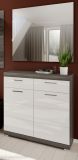 Schuhschrank Shawn in wei� Hochglanz und Rauchsilber grau Flur Kommode 90 x 96 cm