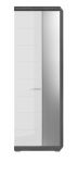 Garderobenschrank Shawn in wei� Hochglanz und Rauchsilber grau Garderobe oder gro�er Schuhschrank mit Spiegel 62 x 197 cm