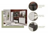 Garderobenschrank Shawn in wei� Hochglanz und Rauchsilber grau Garderobe oder gro�er Schuhschrank mit Spiegel 62 x 197 cm