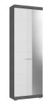 Garderobenschrank Shawn in wei� Hochglanz und Rauchsilber grau Garderobe oder gro�er Schuhschrank mit Spiegel 62 x 197 cm
