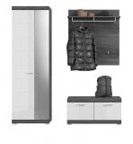 Garderobe Set 3-teilig Shawn in wei� Hochglanz und Rauchsilber grau Garderobenkombination 167 x 197 cm