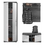 Garderobe Set 3-teilig Shawn in wei� Hochglanz und Rauchsilber grau Garderobenkombination 167 x 197 cm