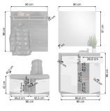 Garderobe Set 4-teilig Shawn in wei� Hochglanz und Rauchsilber grau Garderobenkombination 195 x 197 cm