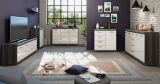 Kommode Shawn in wei� Hochglanz und Rauchsilber grau Sideboard 80 x 85 cm