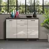 Sideboard Shawn in wei� Hochglanz und Rauchsilber grau Kommode 120 x 85 cm