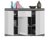 Sideboard Shawn in wei� Hochglanz und Rauchsilber grau Kommode 120 x 85 cm