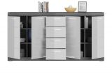 Sideboard Shawn in wei� Hochglanz und Rauchsilber grau Kommode 165 x 85 cm