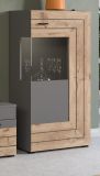 Vitrine Freno in Nox Eiche und Basalt grau matt Wohn- und Esszimmer Standvitrine 60 x 118 cm