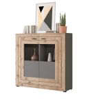 Highboard Freno in Nox Eiche und Basalt grau matt Wohn- und Esszimmer Anrichte 120 x 117 cm