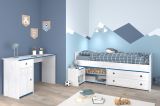 Parisot Kinder- und Jugendzimmer Smoozy27 in wei� Kiefer mit blau oder pink Komplett-Set 3-teilig