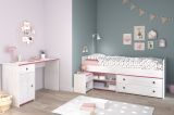 Parisot Kinder- und Jugendzimmer Smoozy27 in wei� Kiefer mit blau oder pink Komplett-Set 3-teilig