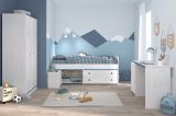 Parisot Kinder- und Jugendzimmer Smoozy26 in wei� Kiefer mit blau oder pink Komplett-Set 4-teilig