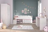 Parisot Kinder- und Jugendzimmer Smoozy26 in wei� Kiefer mit blau oder pink Komplett-Set 4-teilig