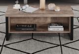 Couchtisch Concrete in Eiche Tabak und schwarz Beistelltisch mit Ablage 110 x 65 cm