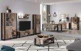 Couchtisch Concrete in Eiche Tabak und schwarz Beistelltisch mit Ablage 110 x 65 cm