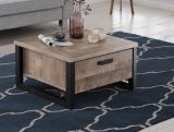 Couchtisch Concrete in Eiche Tabak und schwarz Beistelltisch mit 2 x Schubkasten 80 x 80 cm