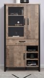 Vitrine Concrete in Eiche Tabak und schwarz Wohn- und Esszimmer Vitrinenschrank 106 x 195 cm