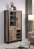 Vitrine Concrete in Eiche Tabak und schwarz Wohn- und Esszimmer Vitrinenschrank 106 x 195 cm