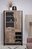 Vitrine Concrete in Eiche Tabak und schwarz Wohn- und Esszimmer Vitrinenschrank 106 x 195 cm