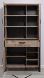 Vitrine Concrete in Eiche Tabak und schwarz Wohn- und Esszimmer Vitrinenschrank 106 x 195 cm