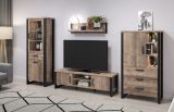 TV-Lowboard Concrete in Eiche Tabak und schwarz TV Unterteil 166 x 50 cm
