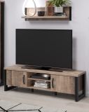 Wandboard Concrete in Eiche Tabak und schwarz B�cherregal 110 cm