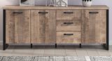 Sideboard Concrete in Eiche Tabak und schwarz Wohn- und Esszimmer Kommode 214 x 86 cm